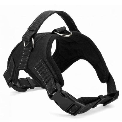 Adjustable pet collar harness - black / L